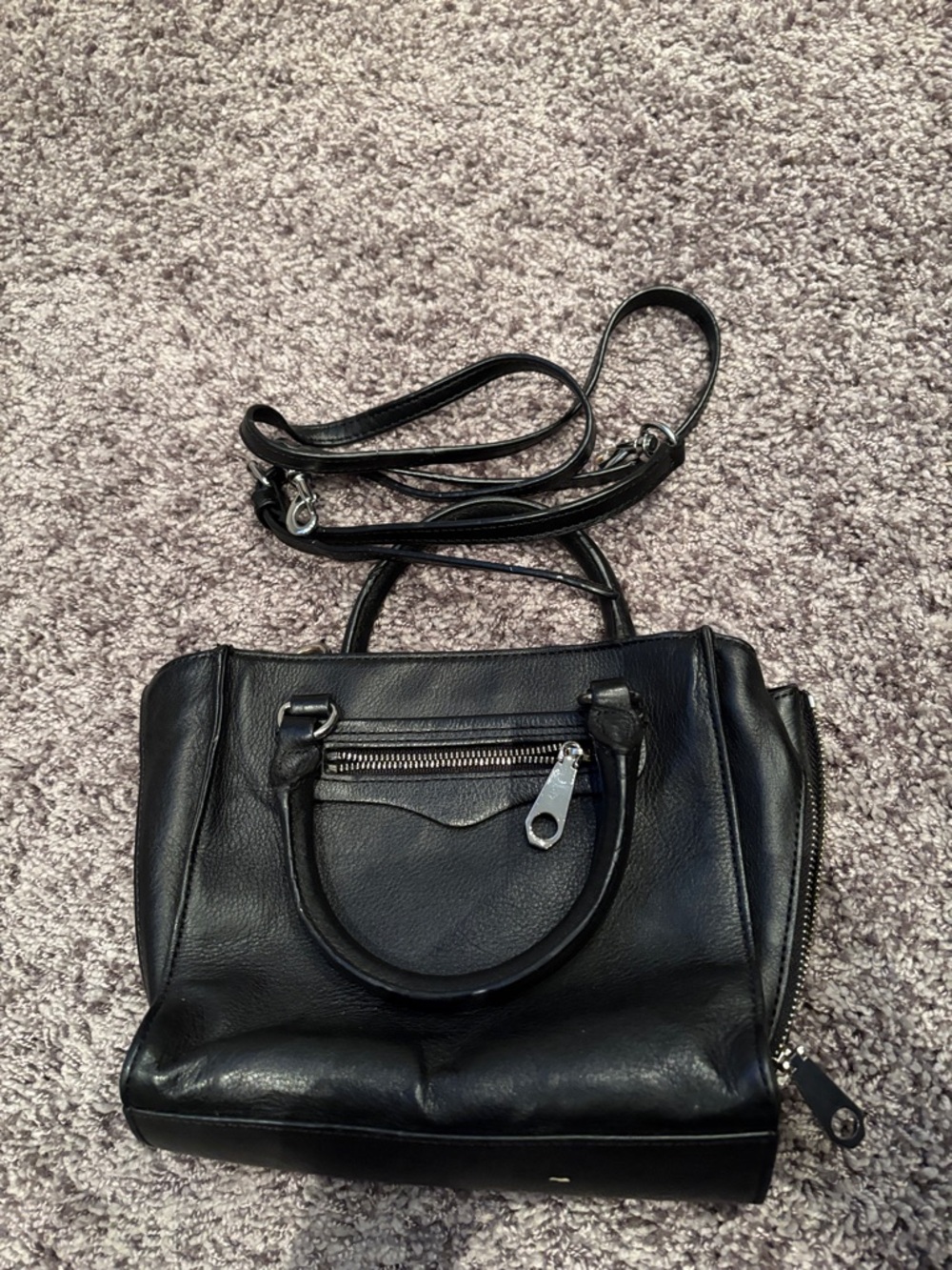 Classic Black Leather Crossbody Handbag